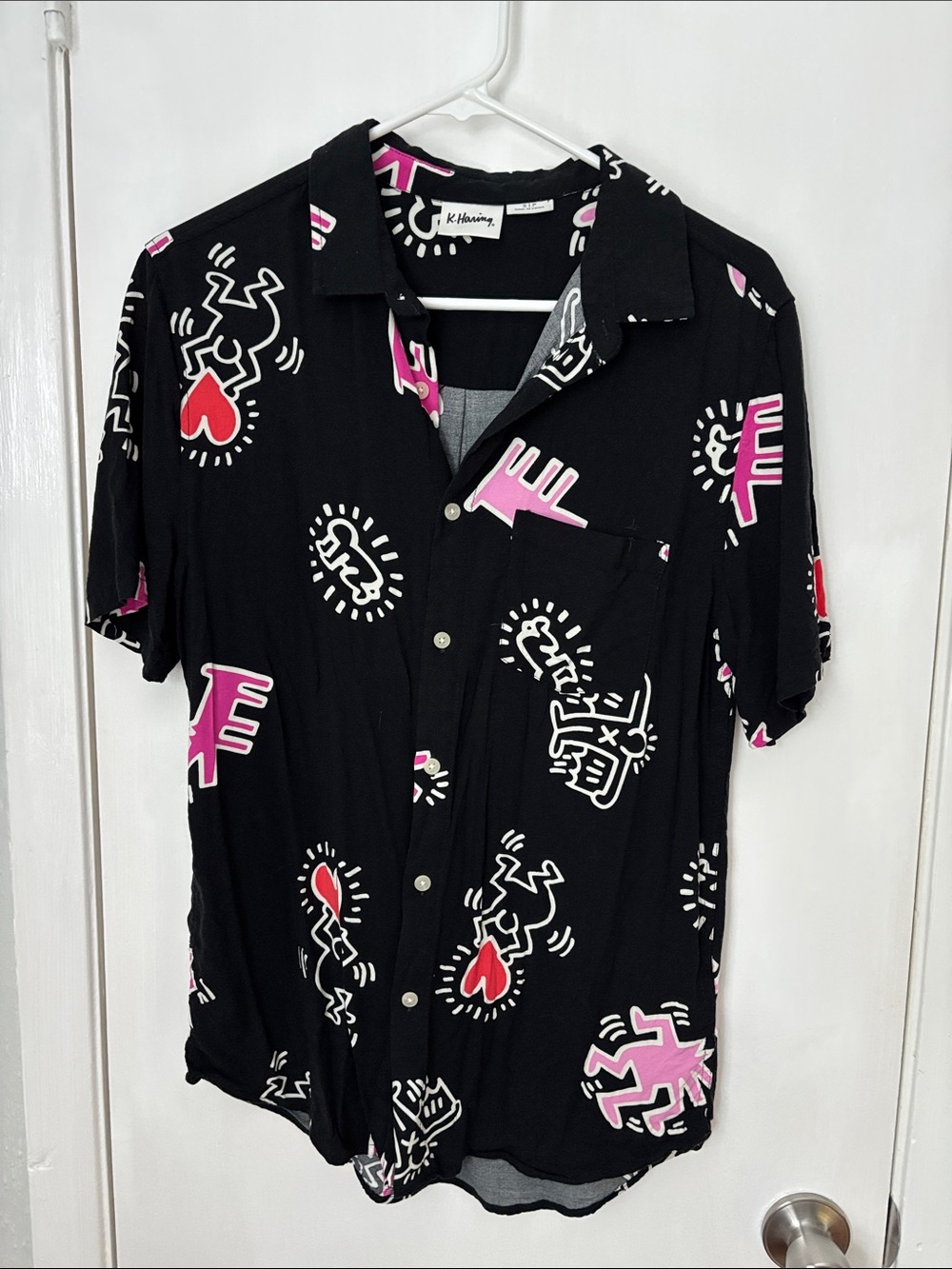 Keith Haring Black Graphic Print Button Up